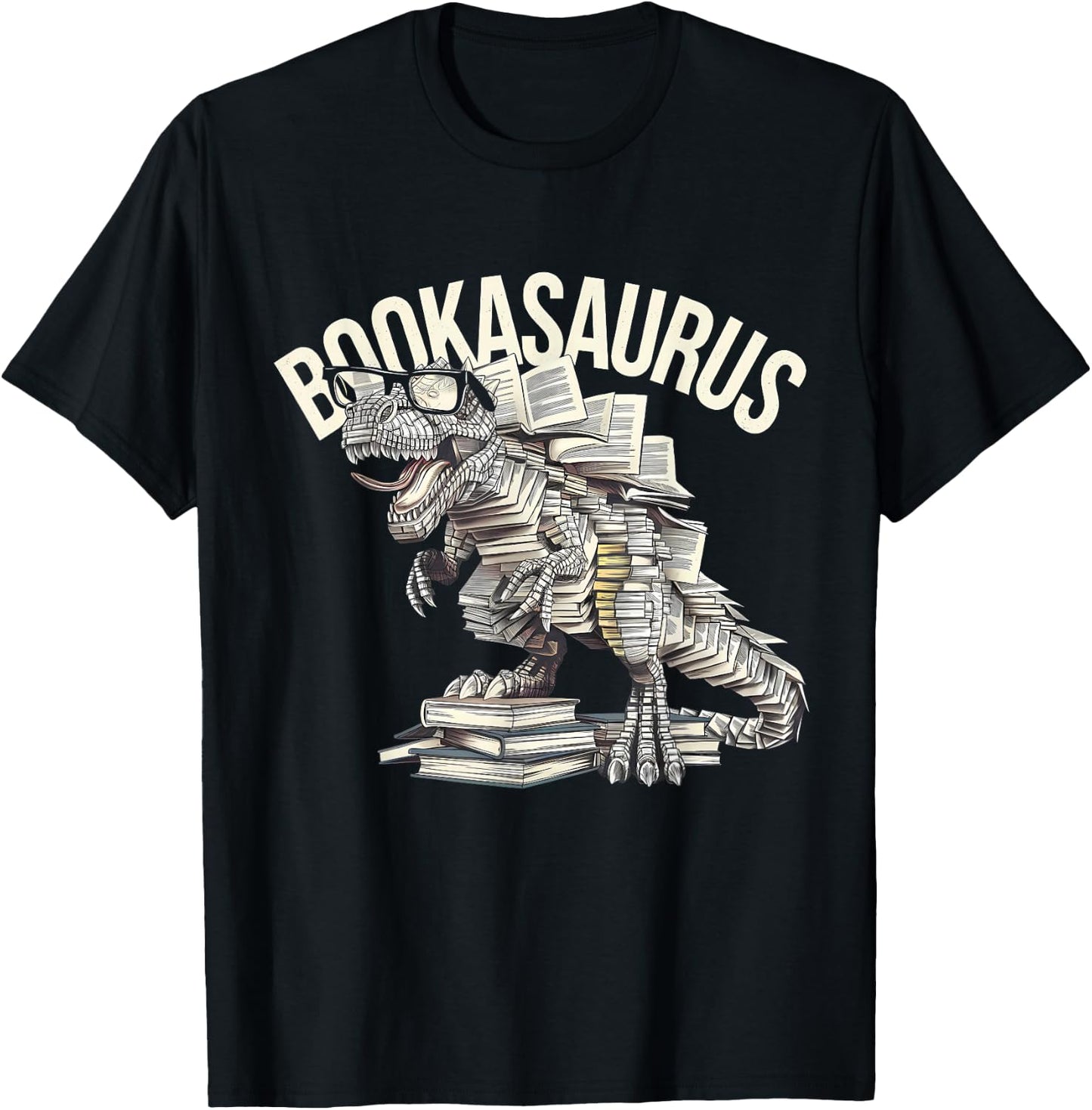 Book Dinosaur Bookworm T-Rex Dino Reading Books Funny Book T-Shirt - T-Shirt | Black
