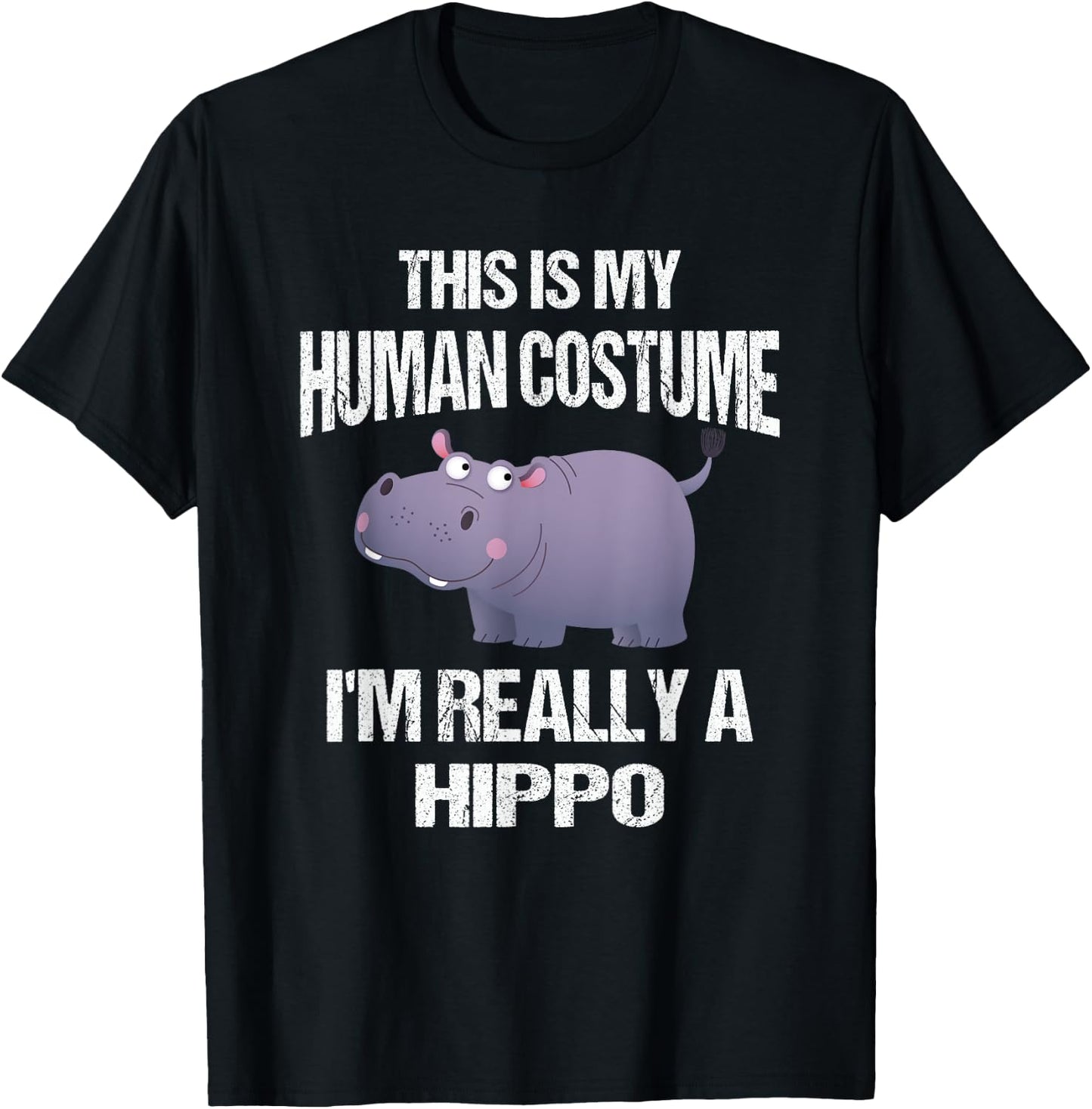 Hippo This Is My Human Costume - Funny Halloween Last Minute T-Shirt - T-Shirt | Black