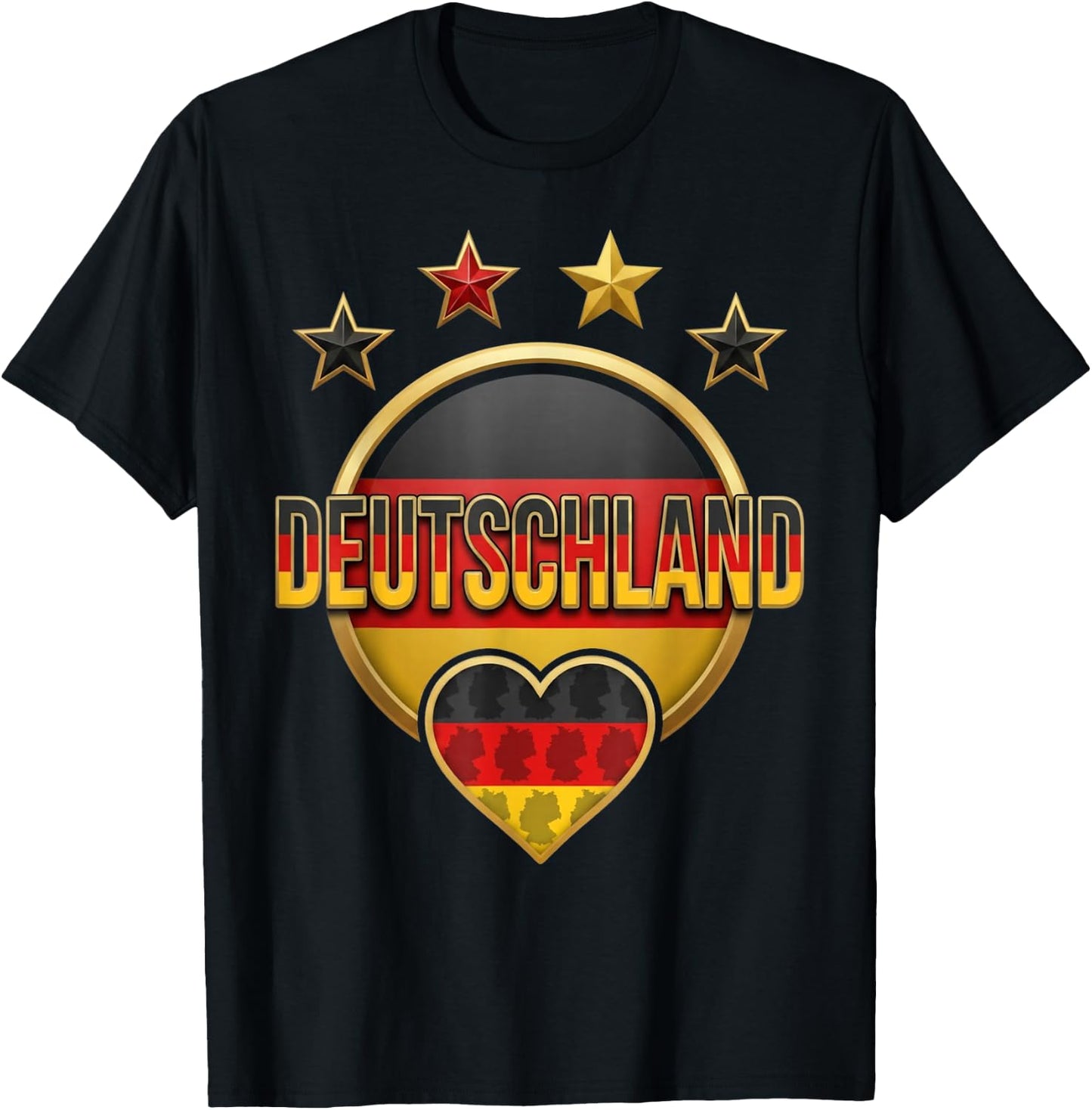 Deutschland Stern und Karte Design Germany T-Shirt - T-Shirt | Black