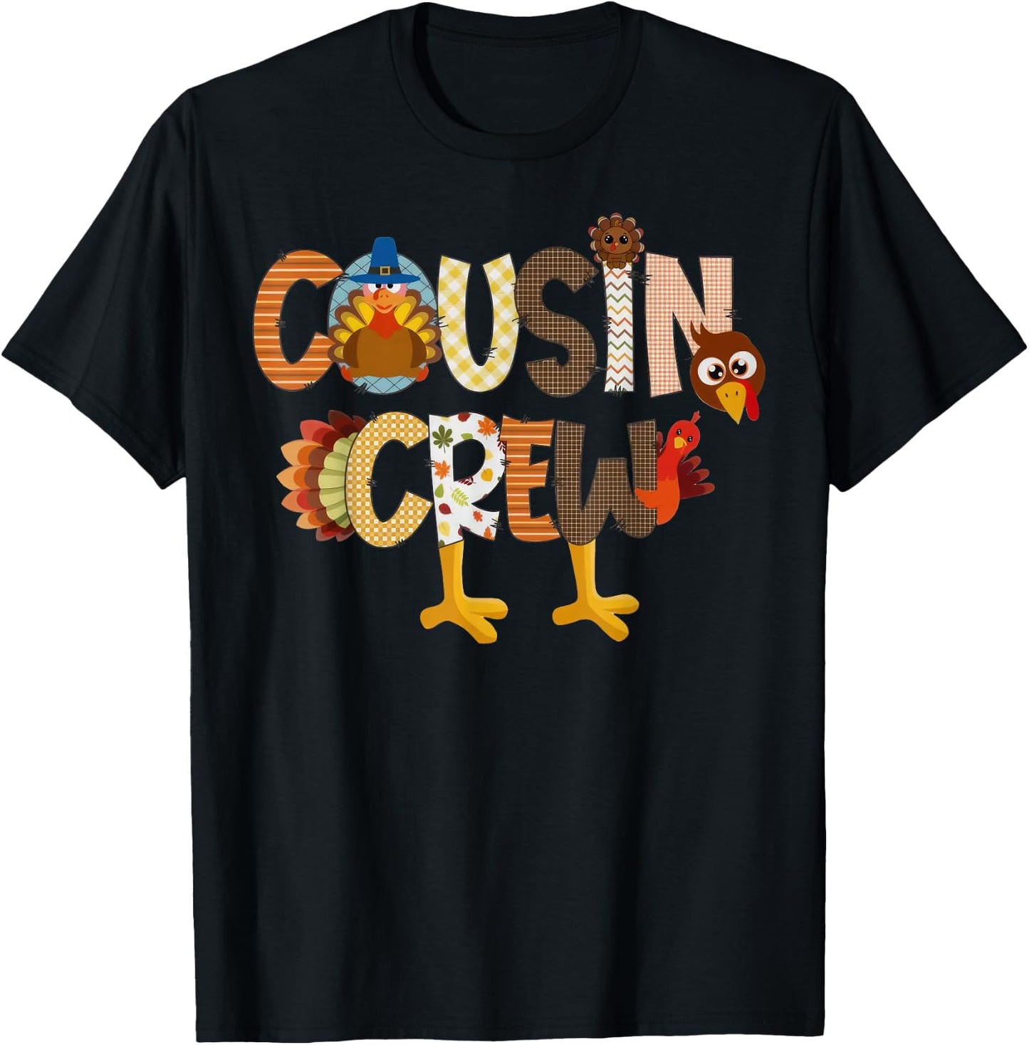 Cousin Crew Thanksgiving Family Matching Turkey Toddler Kids T-Shirt - T-Shirt | Black