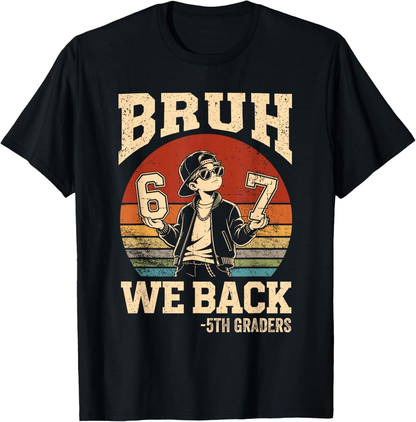Back to School Bruh We Back 5th Grade 6 7 First Day School T-Shirt - T-Shirt | Black