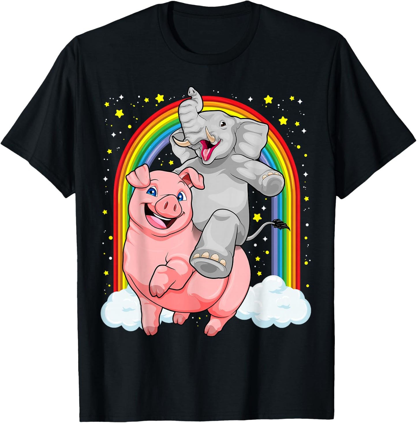 Elephant Riding Pig Funny And Magical Elephant Pig Pun T-Shirt - T-Shirt | Black