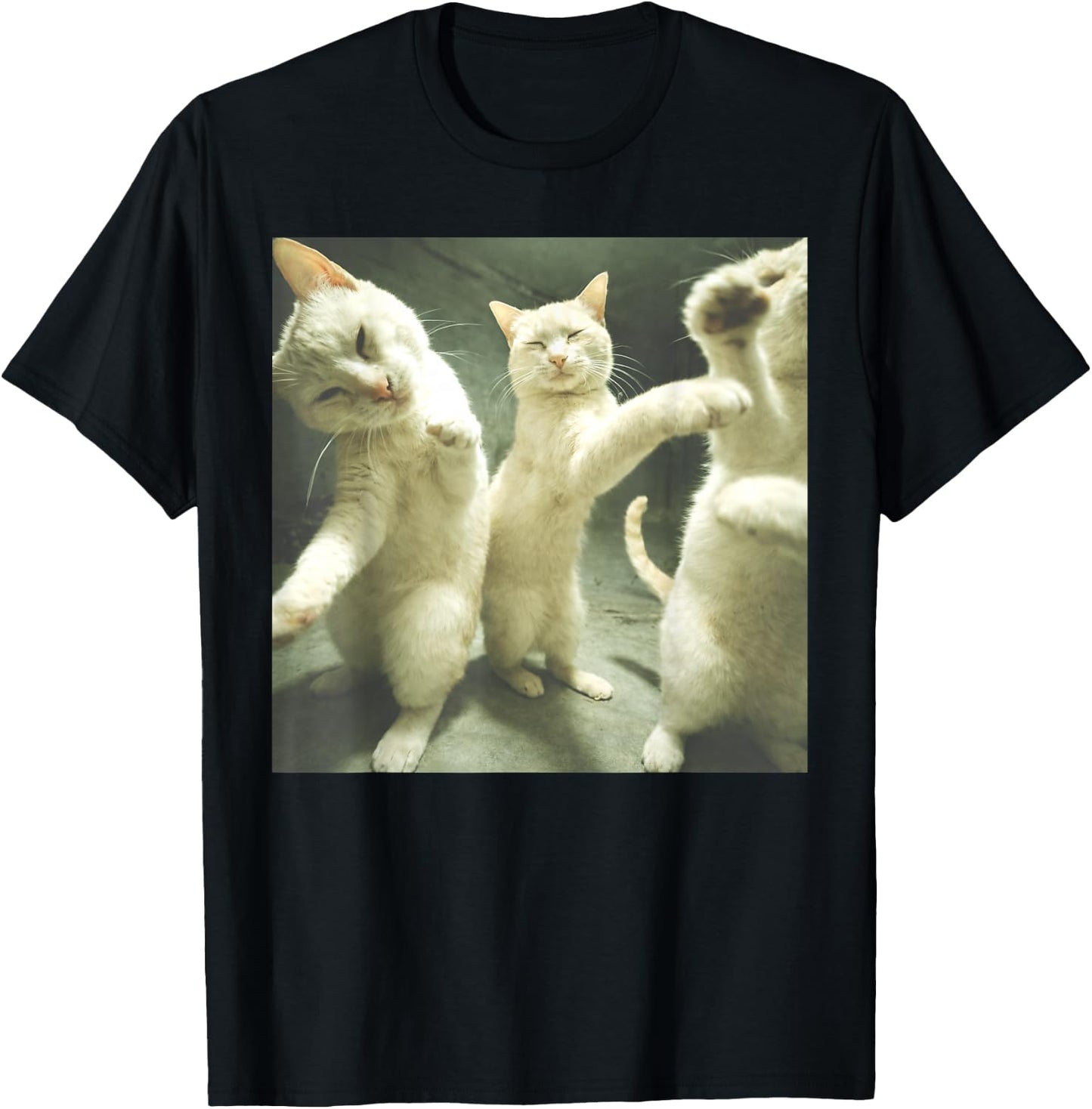 Unhinged Dancing Cats Silly Meme Men Women T-Shirt - T-Shirt | Black