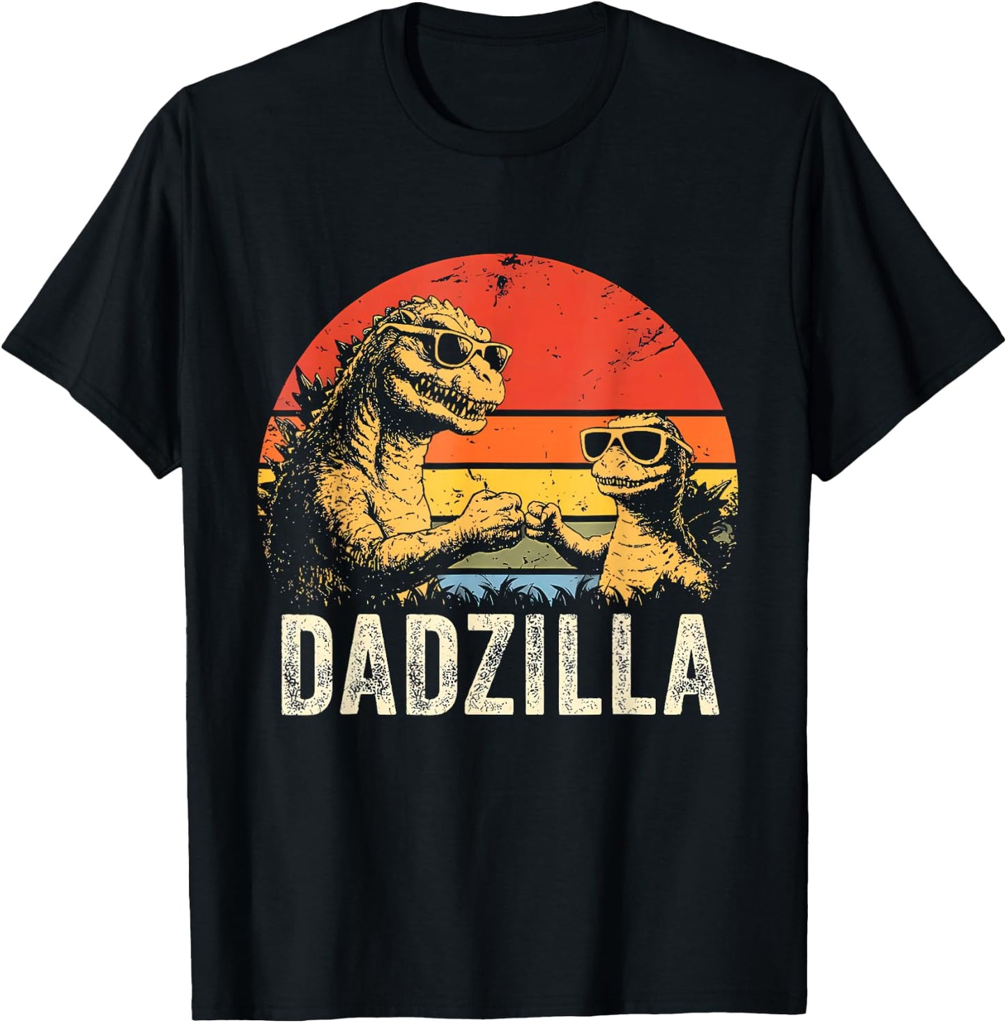 Vintage Dadzilla Father of The Fist Bump Dad Son Daughter T-Shirt - T-Shirt | Black