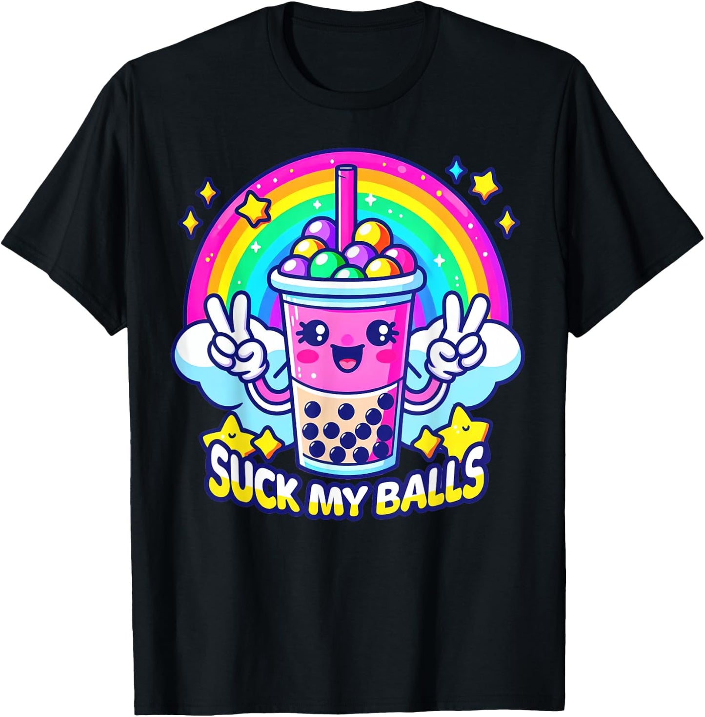 Suck My Balls Funny Boba Tea T-Shirt - T-Shirt | Black