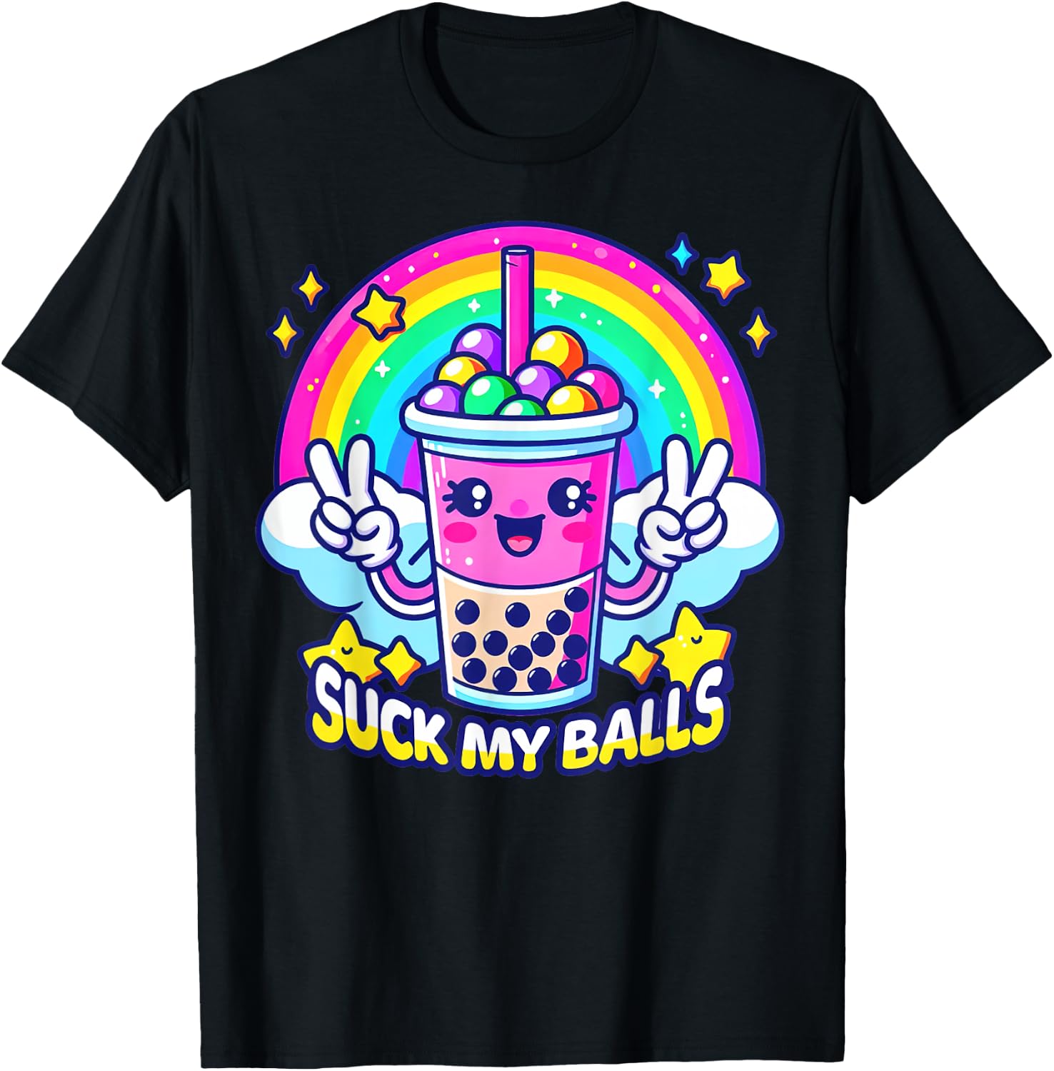 Suck My Balls Funny Boba Tea T-Shirt - T-Shirt | Black