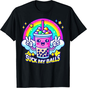 Suck My Balls Funny Boba Tea T-Shirt - T-Shirt | Black