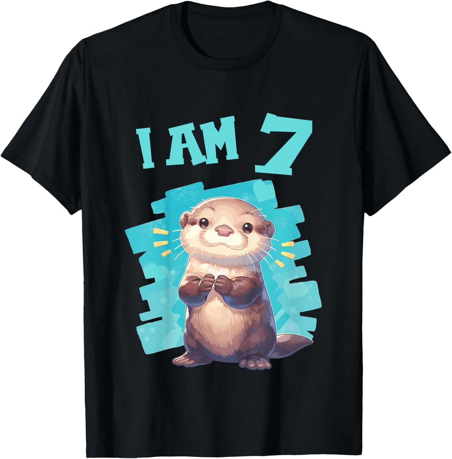 7 Years old 7 birthday Otters Boy Girl Otter T-Shirt - T-Shirt | Black