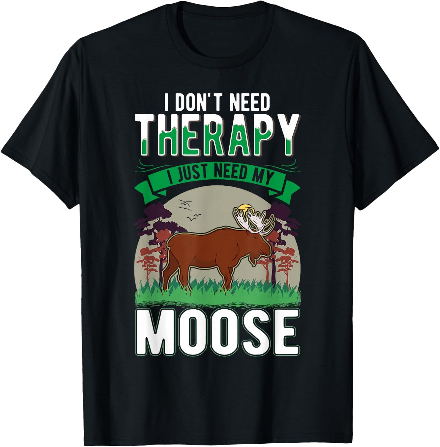 Moose Therapy Moose Antler Scandinavia Moose T-Shirt - T-Shirt | Black