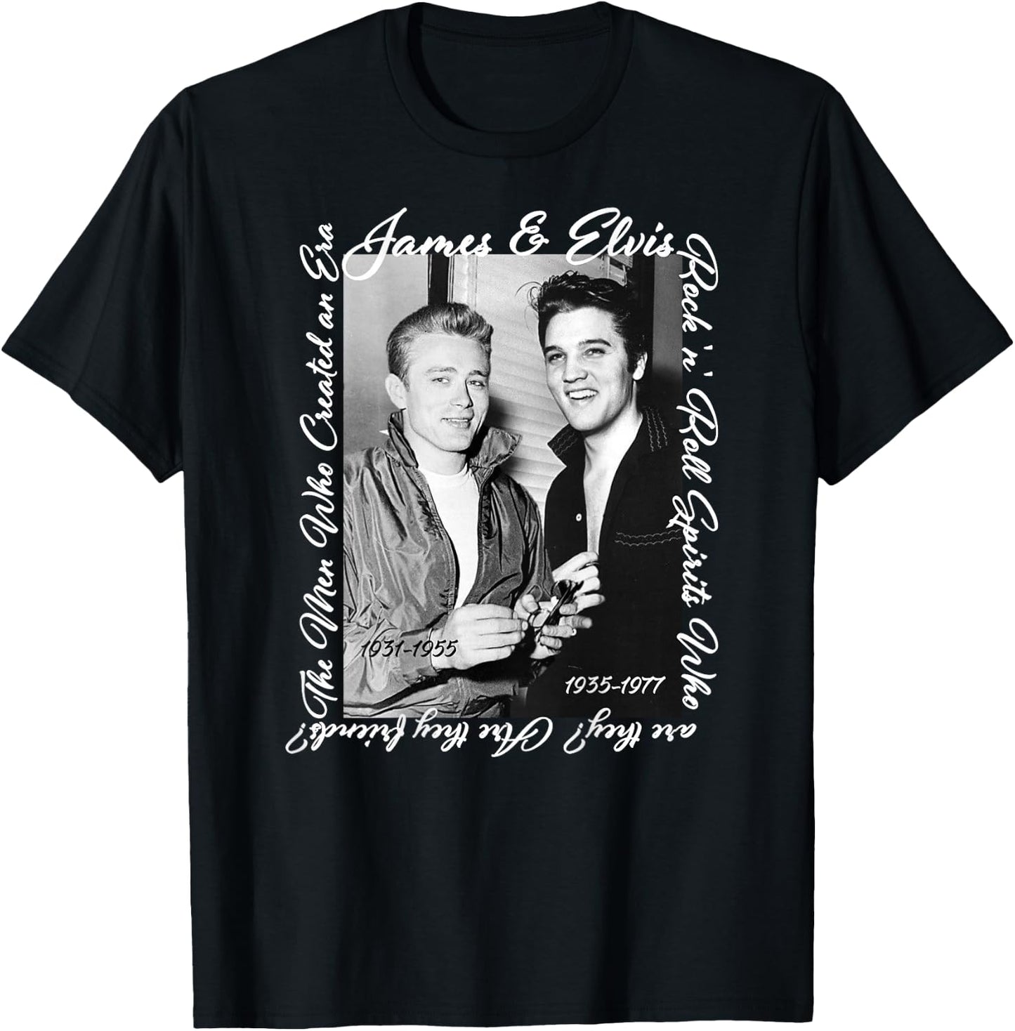 James Dean_Elvis Presley_Back Printed , black T-Shirt - T-Shirt | Black