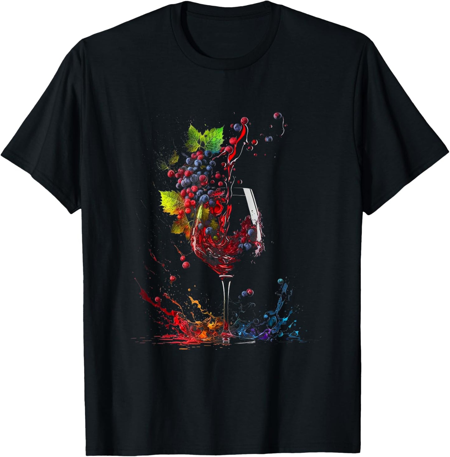 Wine Splash Art Wine Glass Grapes Wine Grower Winemaker , black T-Shirt - T-Shirt | Black
