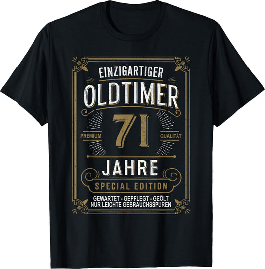 71st Birthday Man Woman 71 Years Decorative Funny Gift , black T-Shirt - T-Shirt | Black