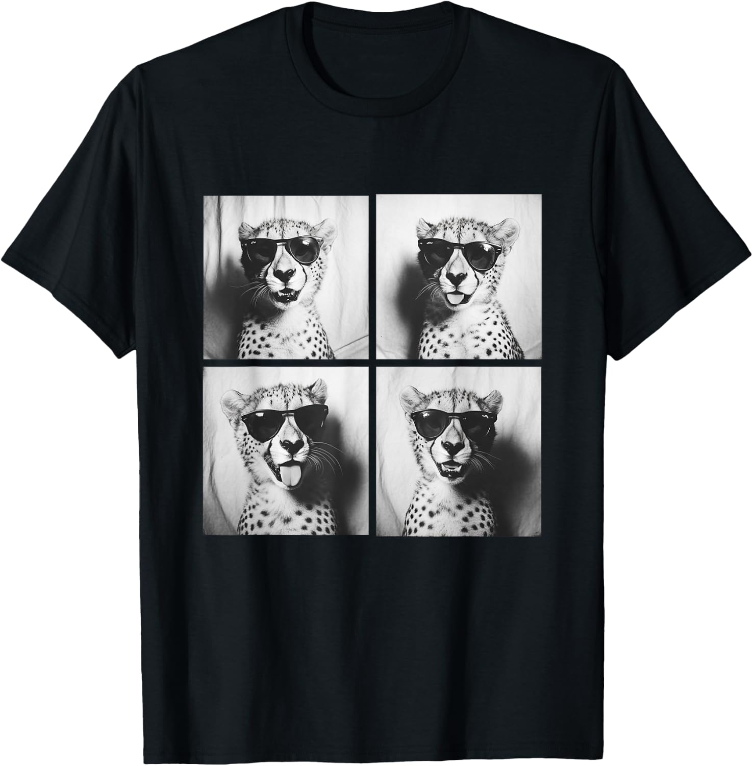 Funny Cheetah with Sunglasses Cool Feline Animals Humor Meme T-Shirt - T-Shirt | Black