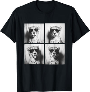 Funny Cheetah with Sunglasses Cool Feline Animals Humor Meme T-Shirt - T-Shirt | Black