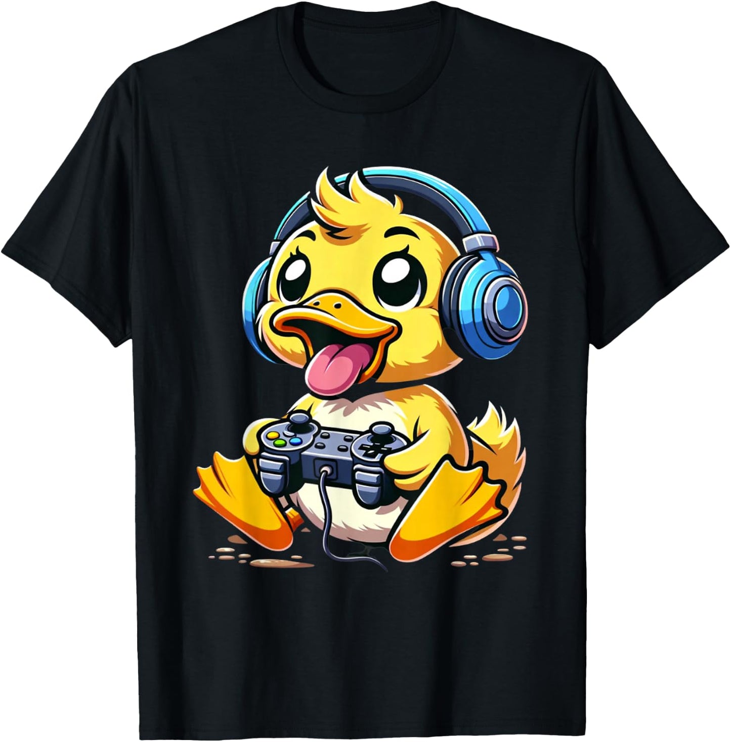 Funny Duck Gamer Gaming Ducks Video Game , Small, Black T-Shirt - T-Shirt | Black