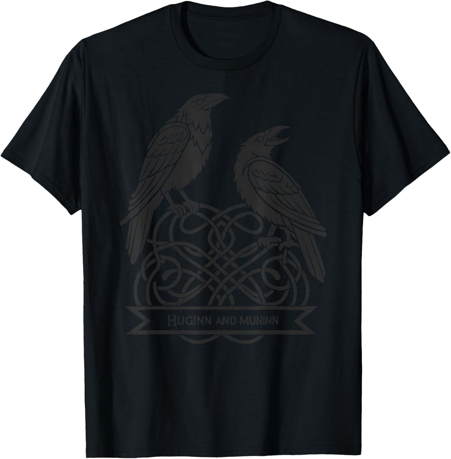 Ancient Celtic Knotwork Ravens – Huginn & Muninn Viking T-Shirt - T-Shirt | Black