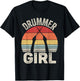 Vintage Retro Drummer Girl T-Shirt - T-Shirt | Black