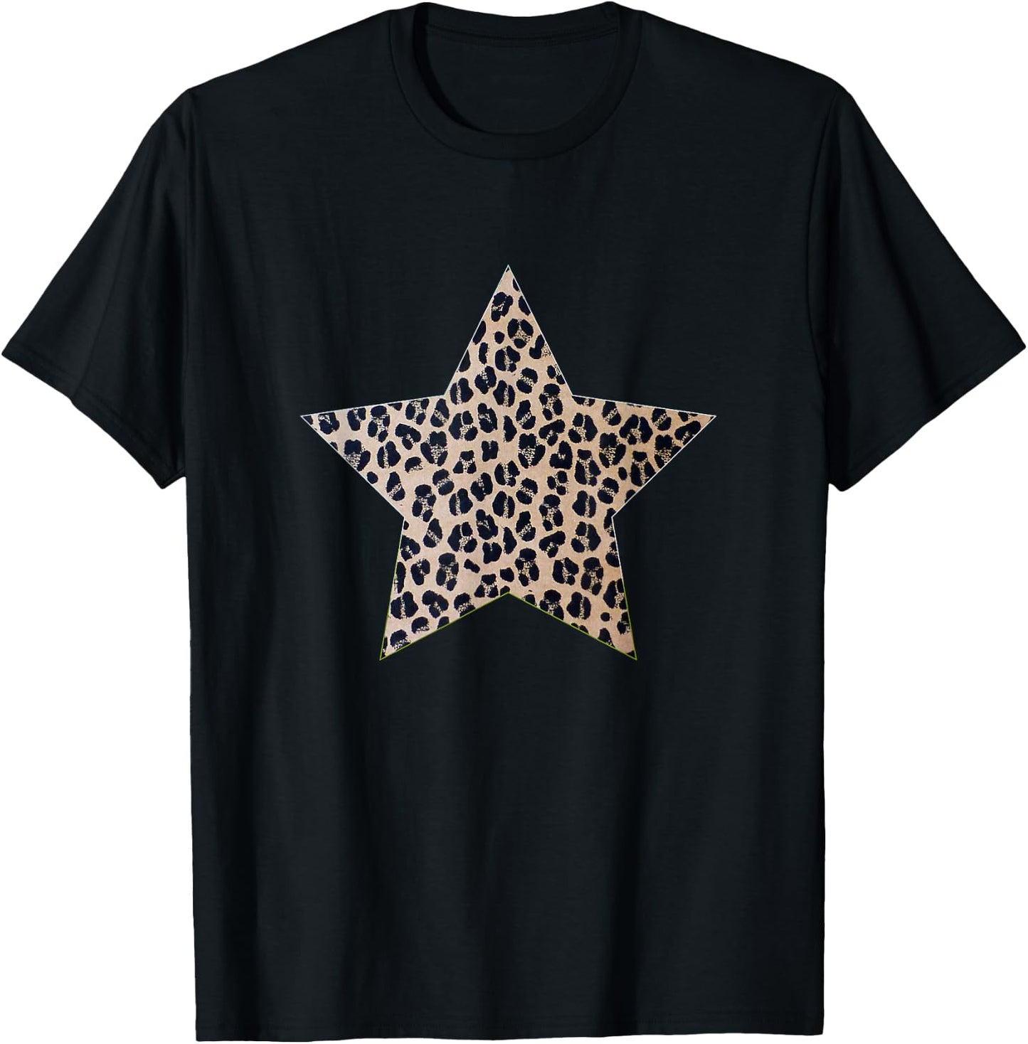 Star Shape - Cute Cheetah Leopard Print Graphic T-Shirt - T-Shirt | Black
