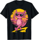 Retro Sunset Cool Axolotl With Sunglasses Peace Sign T-Shirt - T-Shirt | Black
