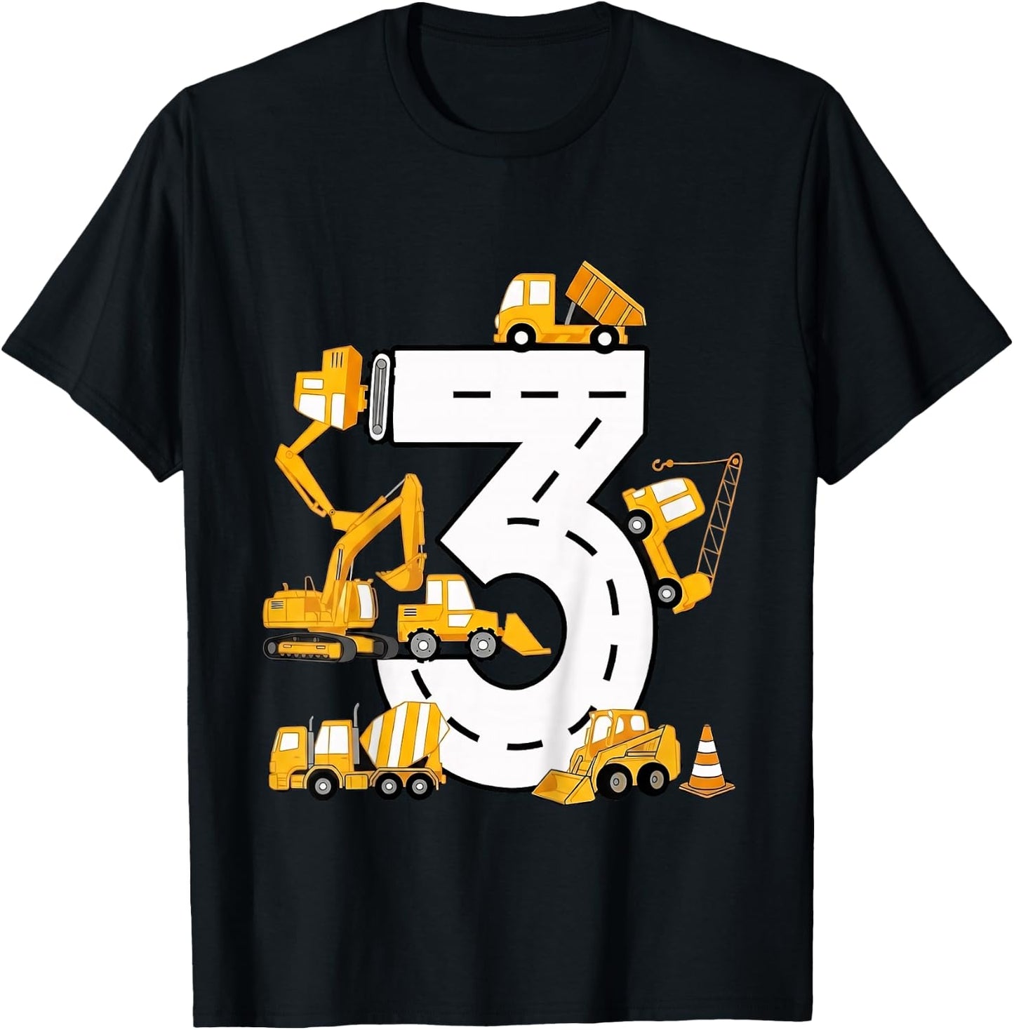 Kinder 3. Jahre Geburtstag Junge Baujunge 3 Jahre alt T-Shirt - T-Shirt | Black