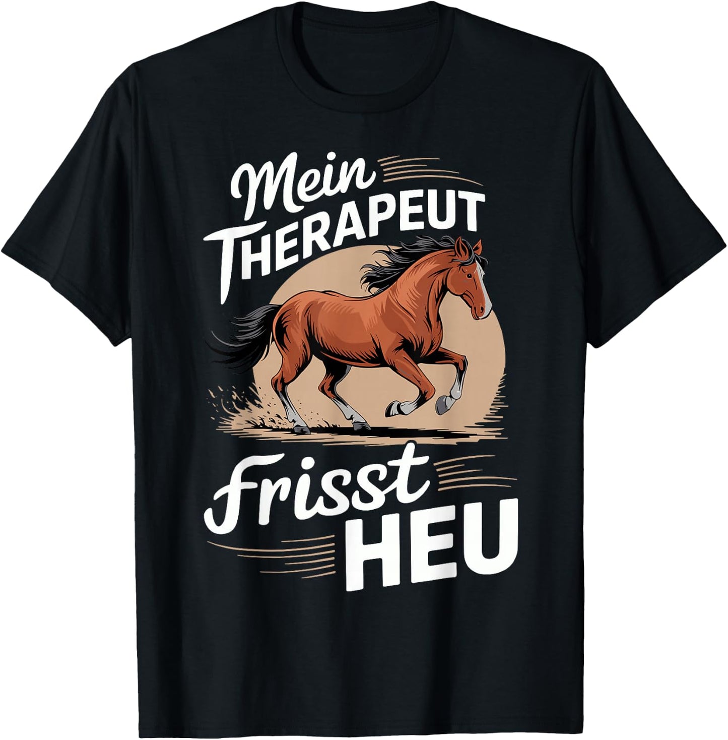 Pferdeliebhaber Pferd Damen reiten Mein Therapeut frisst Heu T-Shirt - T-Shirt | Black