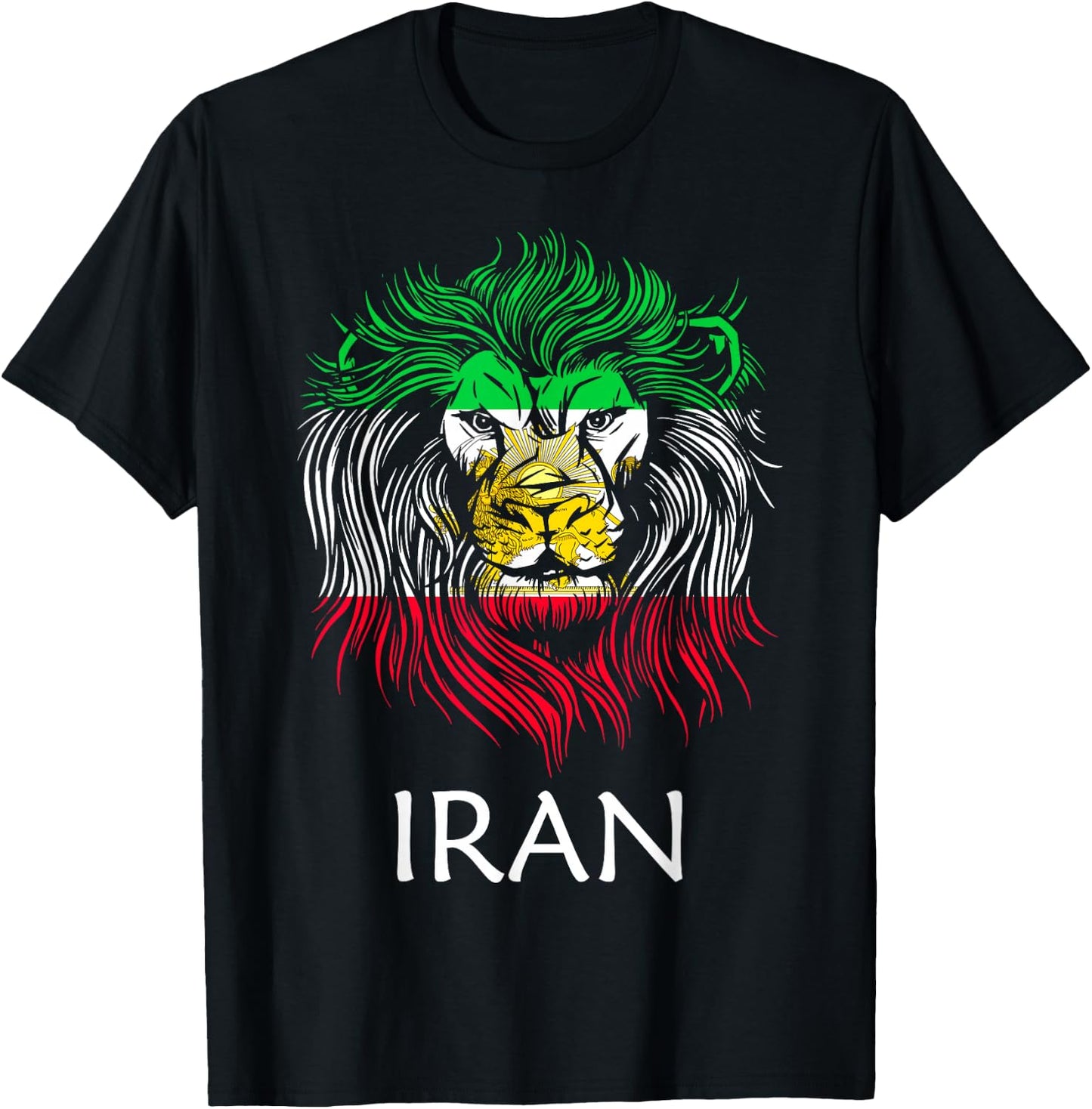 Iranian Lion Head Flag Iran , black T-Shirt - T-Shirt | Black