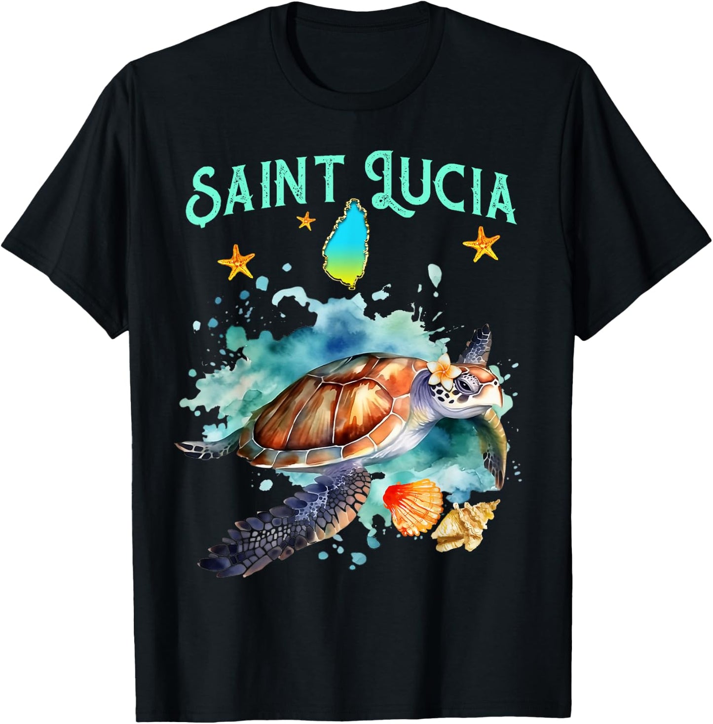 Tortue Marine De L'île De Sainte-Lucie Homme Femme Enfant T-Shirt - T-Shirt | Black