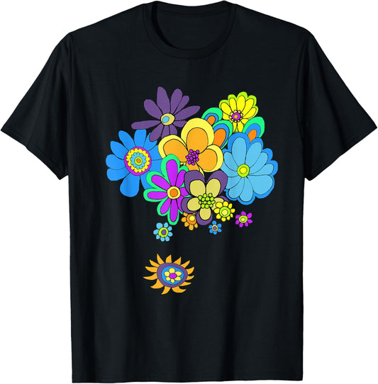 60s & 70s Retro Flower Power T Shirt T-Shirt - T-Shirt | Black