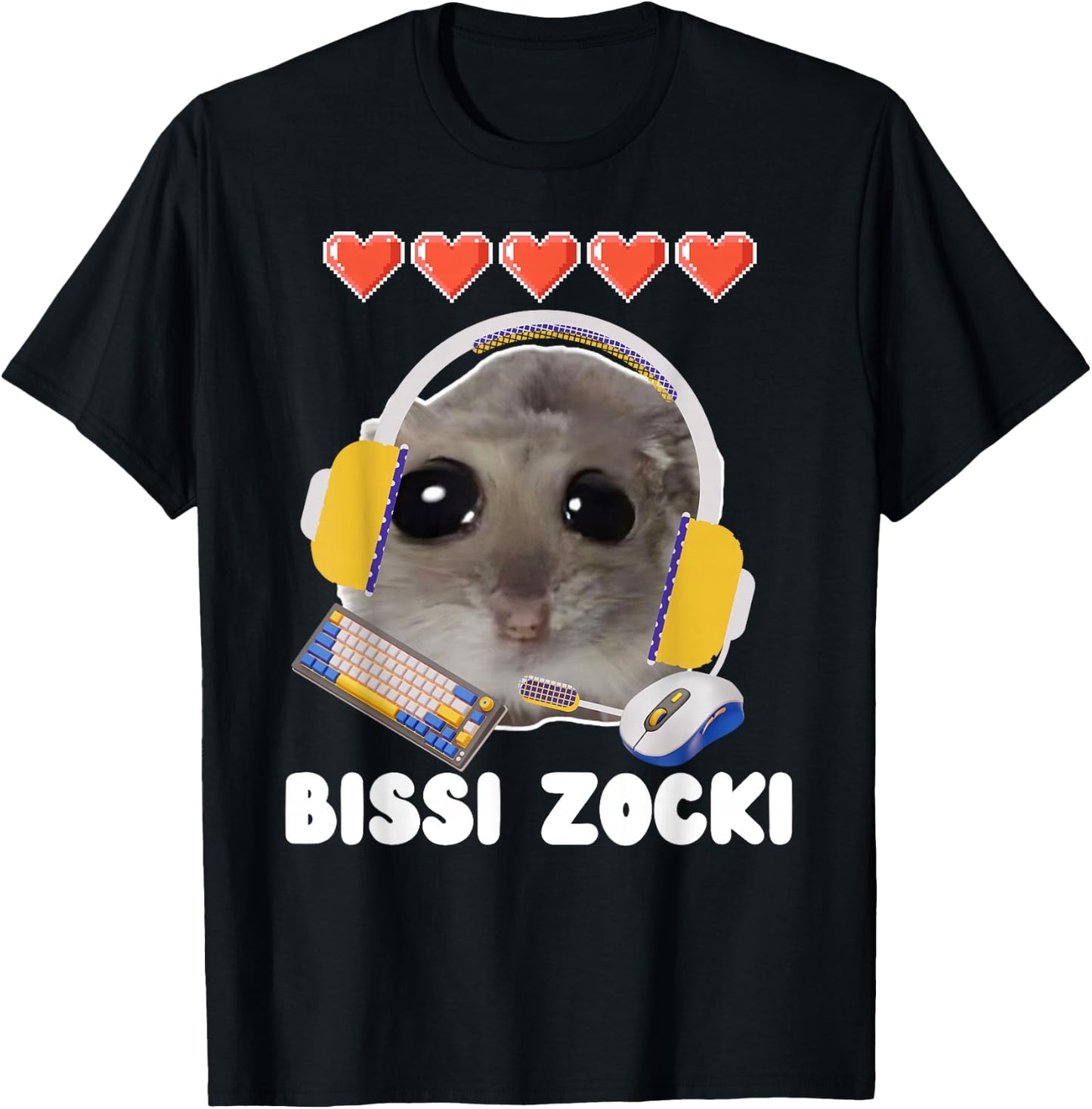 Bissi Zocki Funny Sad Hamster Cute Hamstie , black T-Shirt - T-Shirt | Black