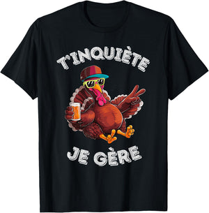 Accessory Turkey Turkey Humour Beer Aperitif T'inquiète Je , Black, S T-Shirt - T-Shirt | Black