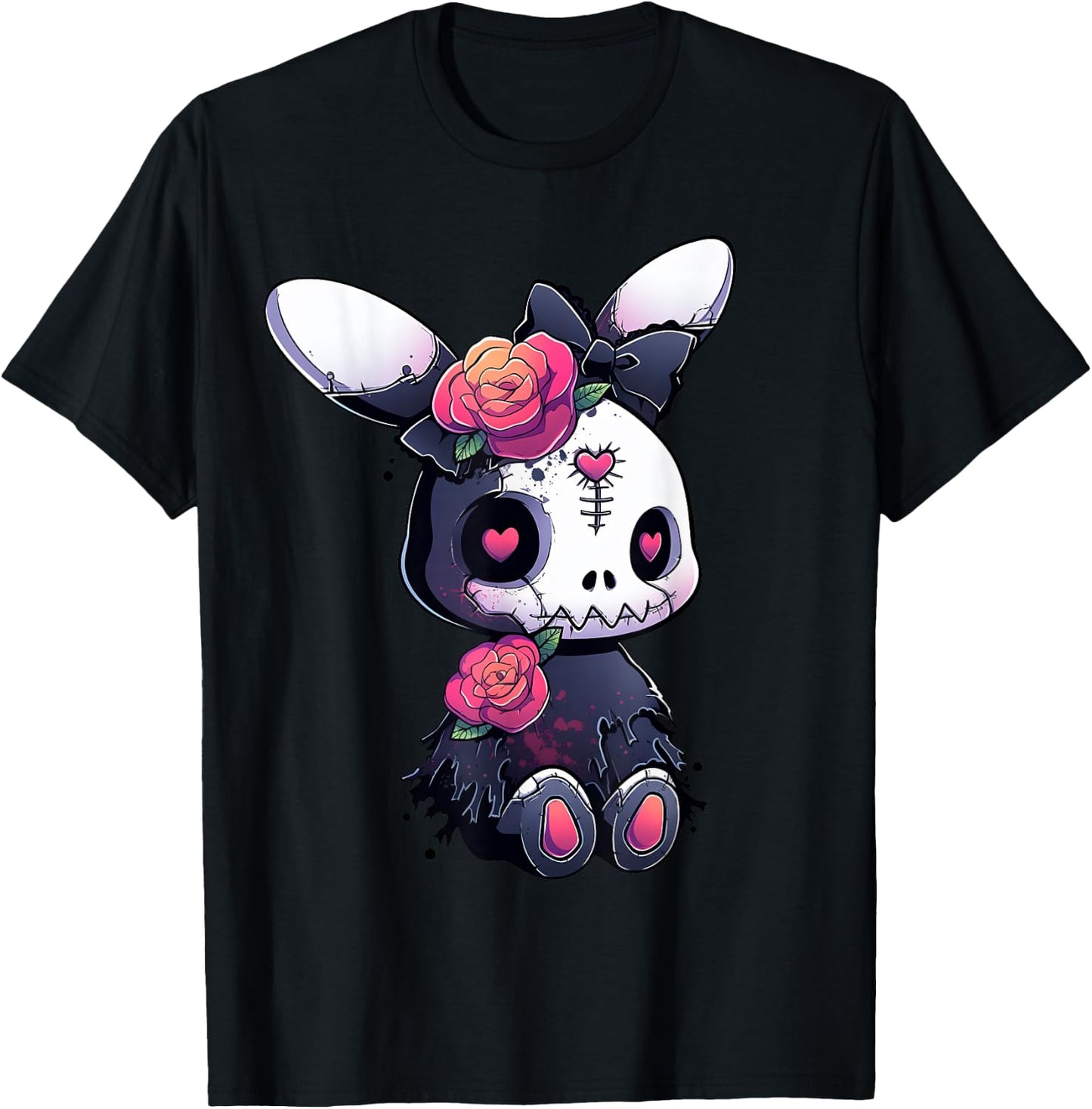Goth Bunny E-Girl Kawaii Rabbit Cute Gothic Outfit Grunge T-Shirt - T-Shirt | Black