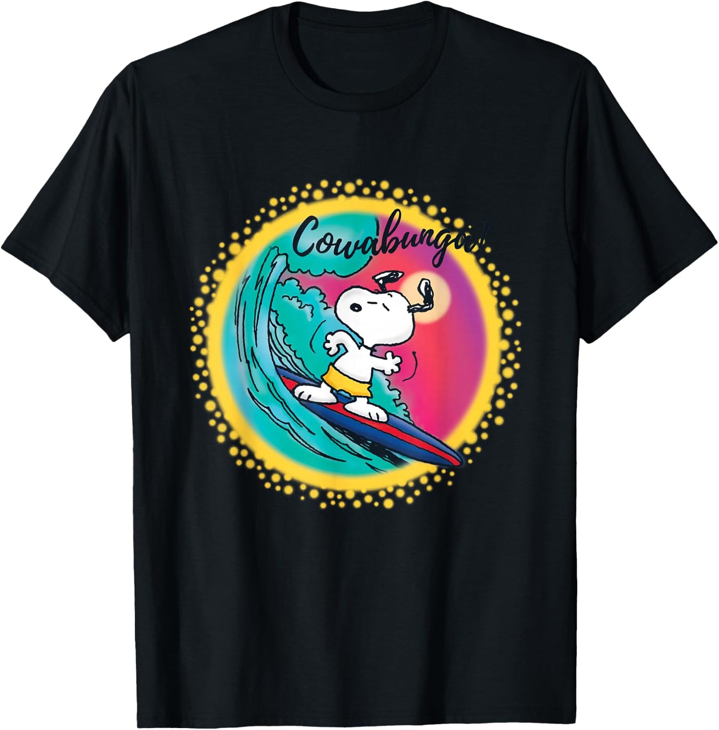 Peanuts Snoopy Surf Cowabunga T-Shirt - T-Shirt | Black