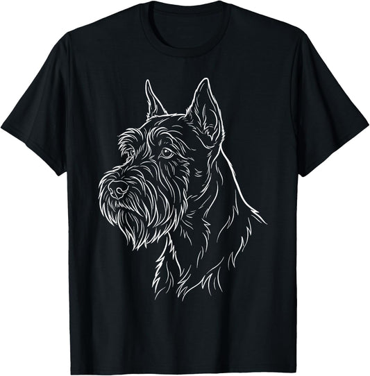 Standard Schnauzer Aesthetic Line Art Abstract Minimalist T-Shirt - T-Shirt | Black