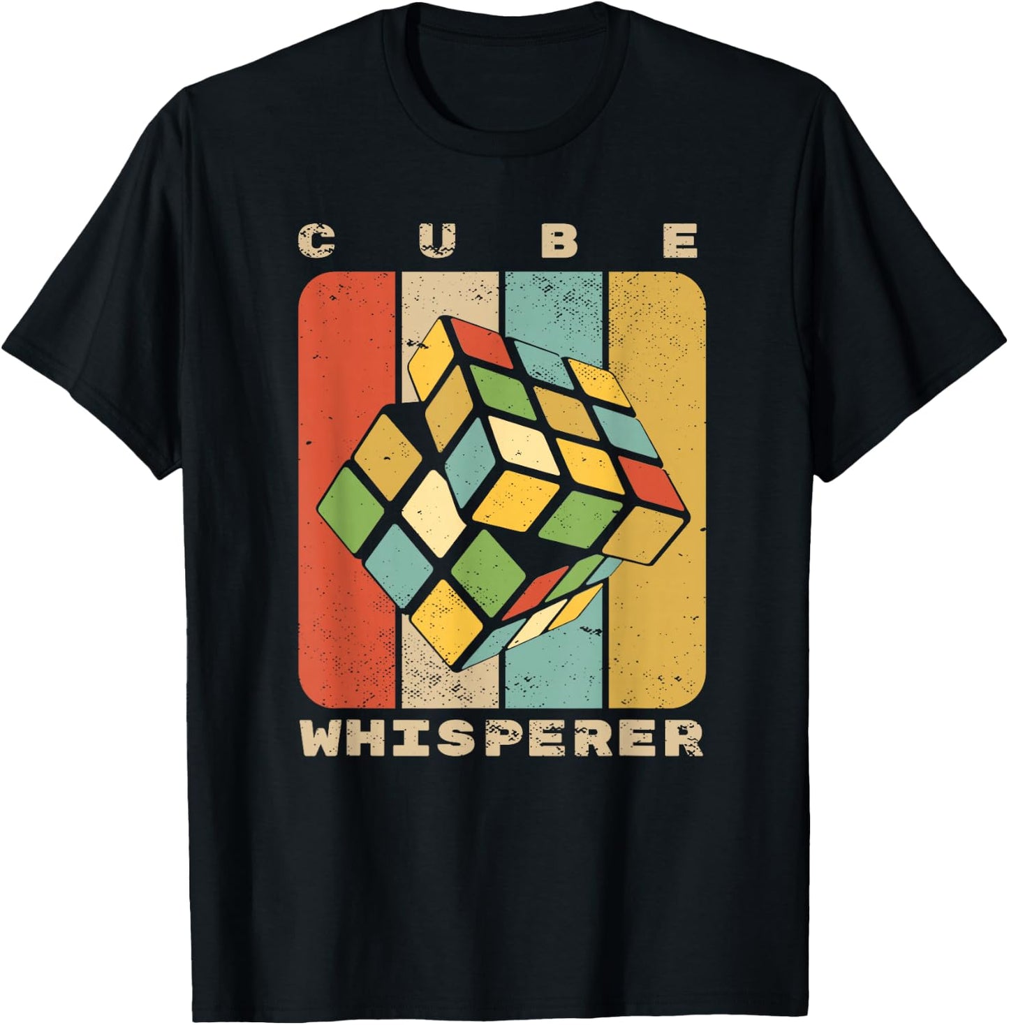 Puzzle Cube Whisperer Vintage Speed Cubing Youth Math T-Shirt - T-Shirt | Black