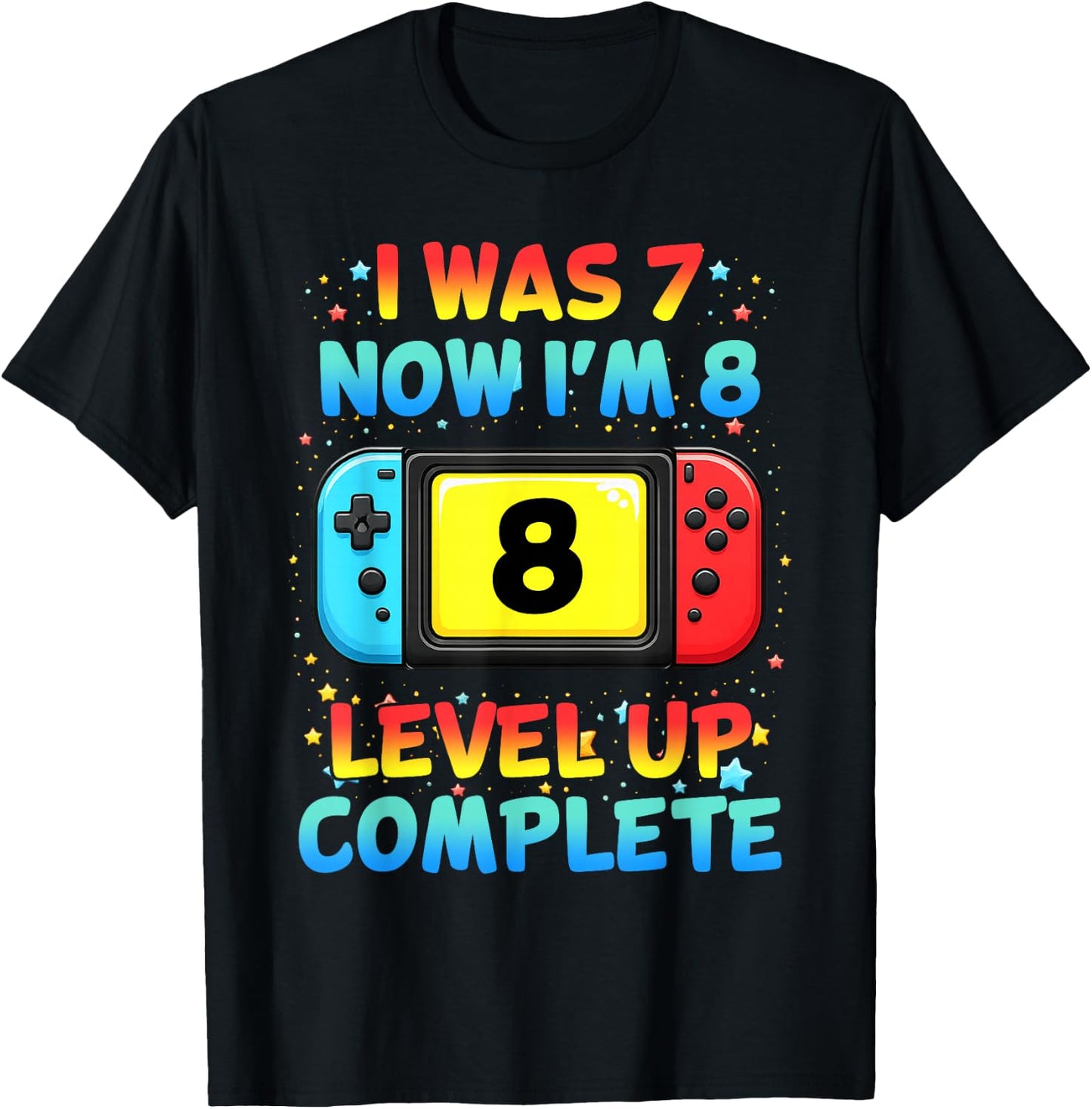 I was 7 Now I'm 8 Funny Controller Gaming 8th Birthday T-Shirt - T-Shirt | Black