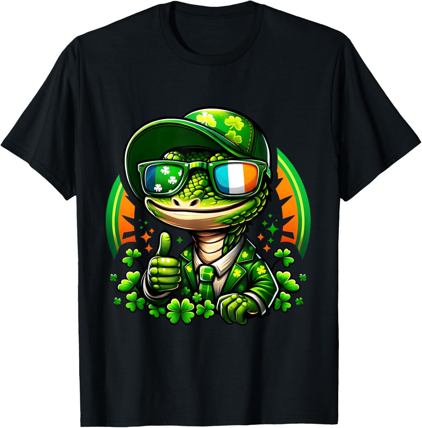 St Patrick's Day Funny Lizard Lucky Charm Clover Adult Kids T-Shirt - T-Shirt | Black