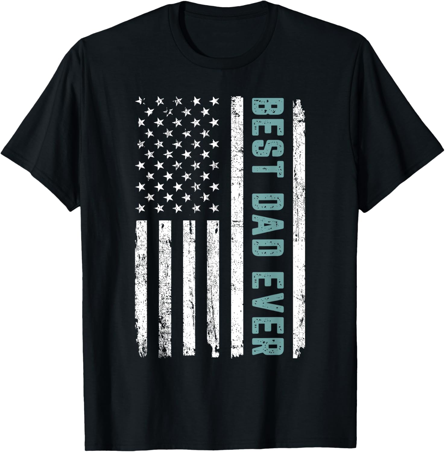 Best Dad Ever With US American Flag Father's Day T-Shirt - T-Shirt | Black