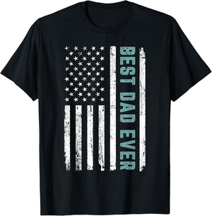 Best Dad Ever With US American Flag Father's Day T-Shirt - T-Shirt | Black