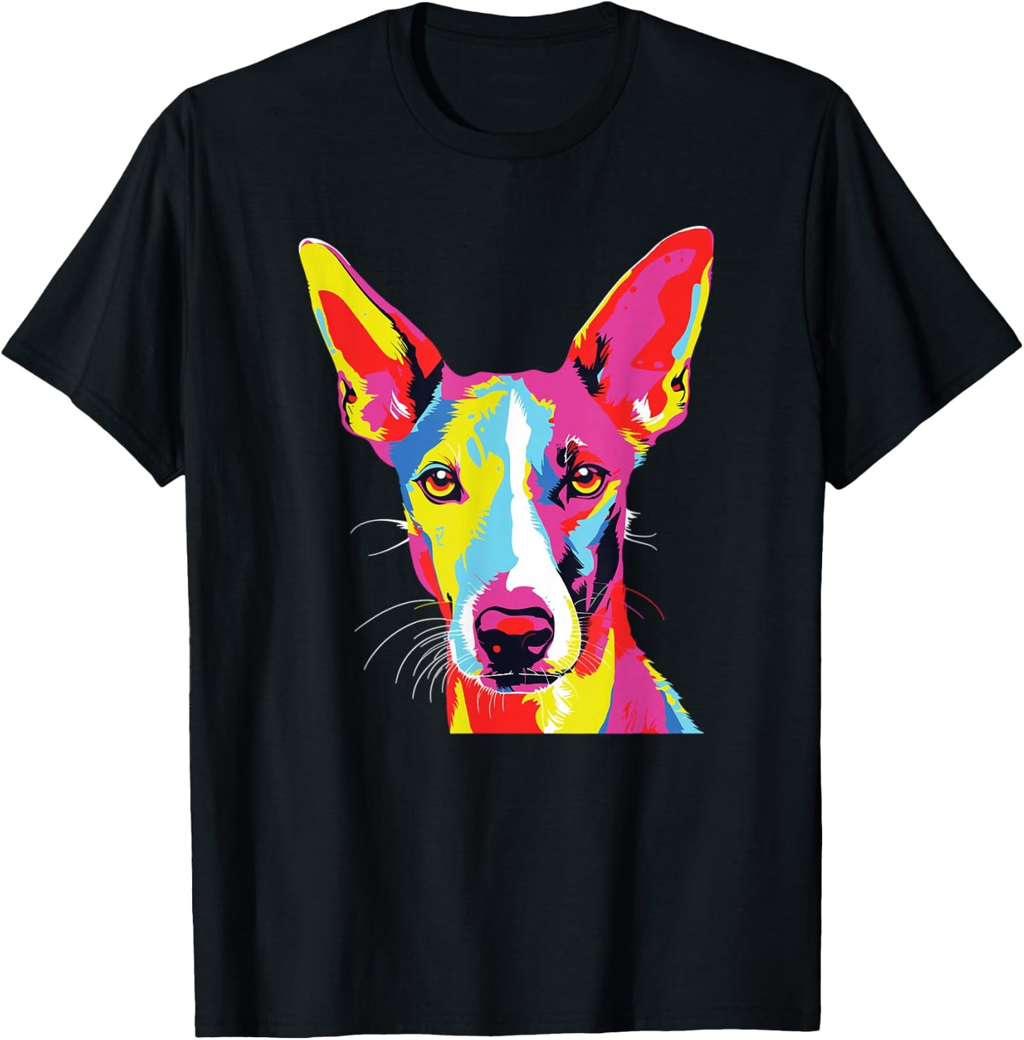 Watercolor Colorful Ibizan Hound Dog T-Shirt - T-Shirt | Black