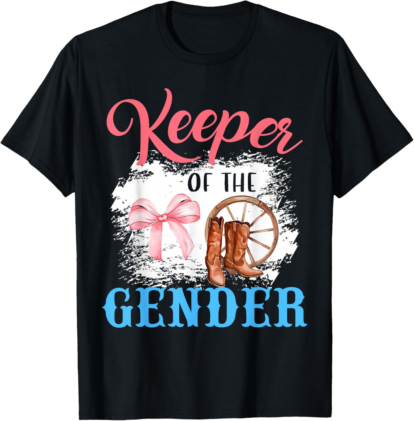 Western Gender Reveal Keeper of the Gender Baby Announcement , Small, Black T-Shirt - T-Shirt | Black