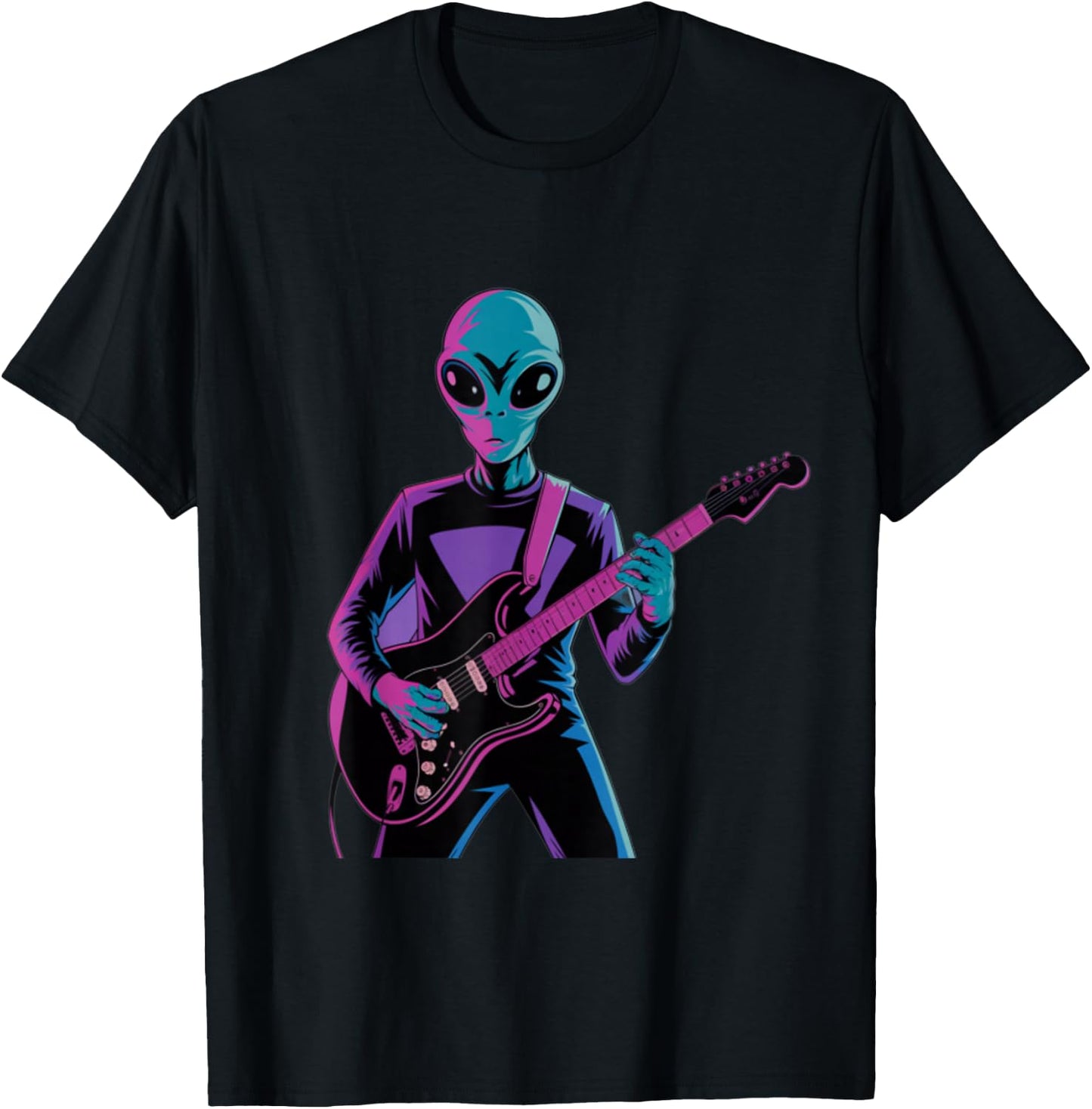 Funny Guitarist Alien Graphic Guitars Alien Alien Guitarists T-Shirt - T-Shirt | Black