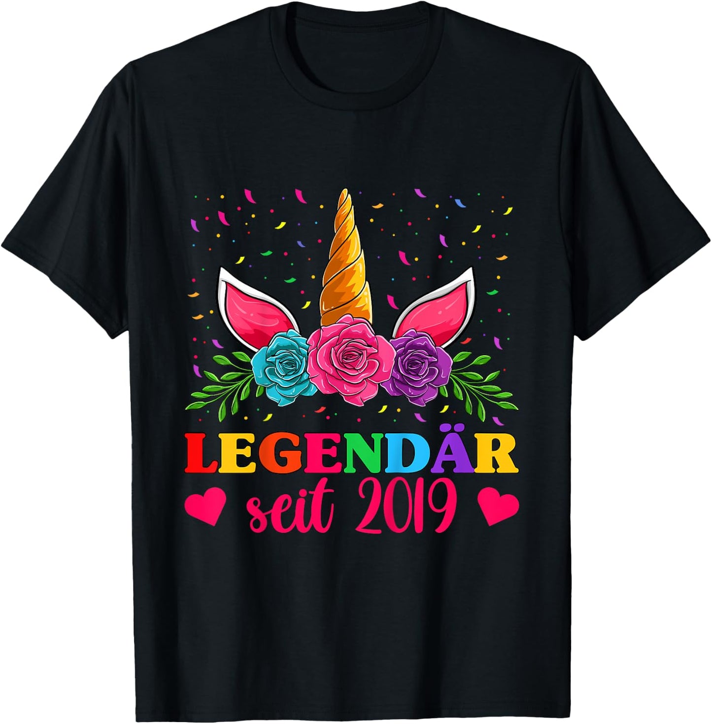 4. Geburtstag Mädchen Shirts, Legendar Seit 2019 Einhorn T-Shirt - T-Shirt | Black