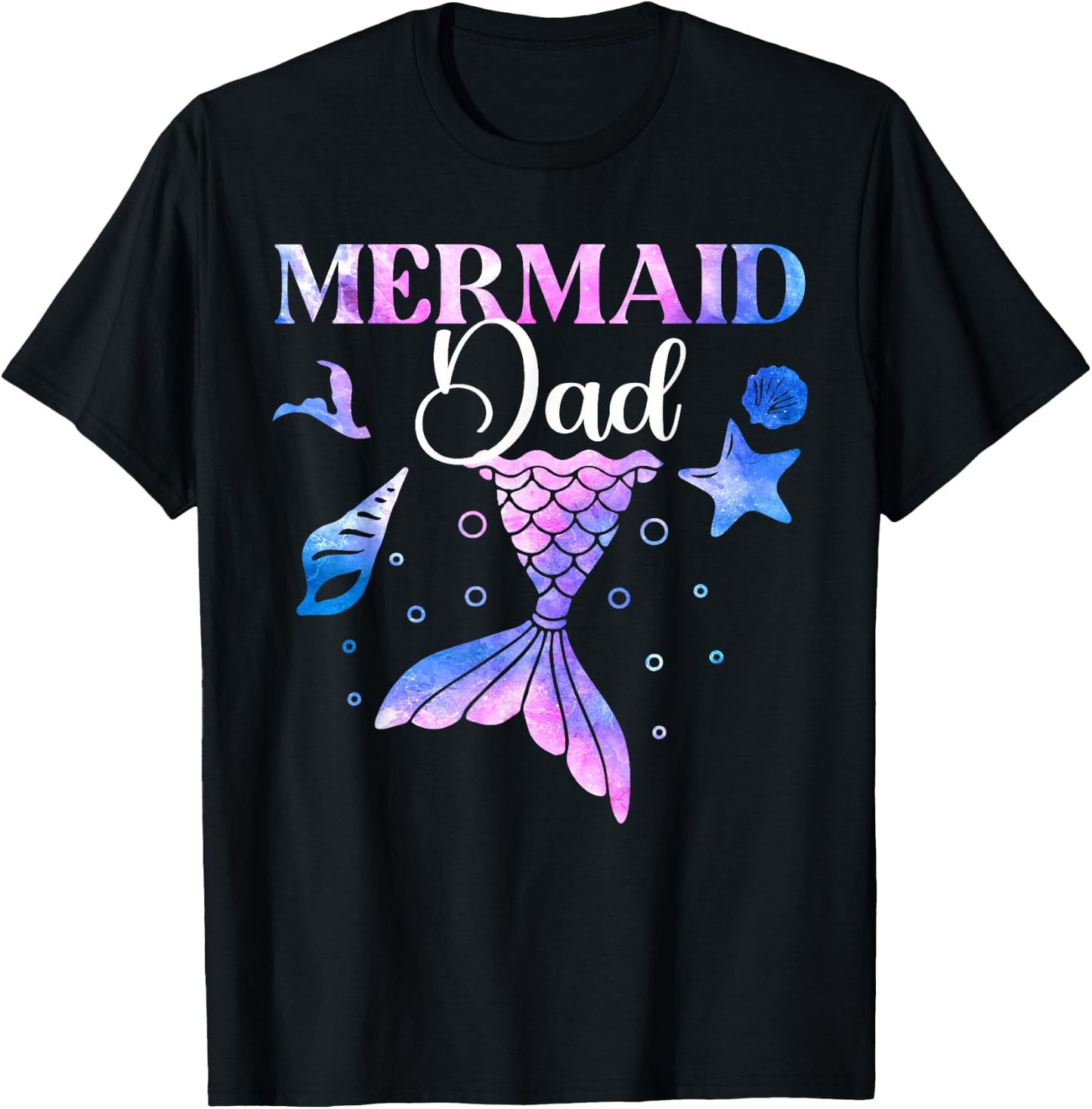 Cool Mermaid Dad Birthday Party Mermazing T-Shirt - T-Shirt | Black