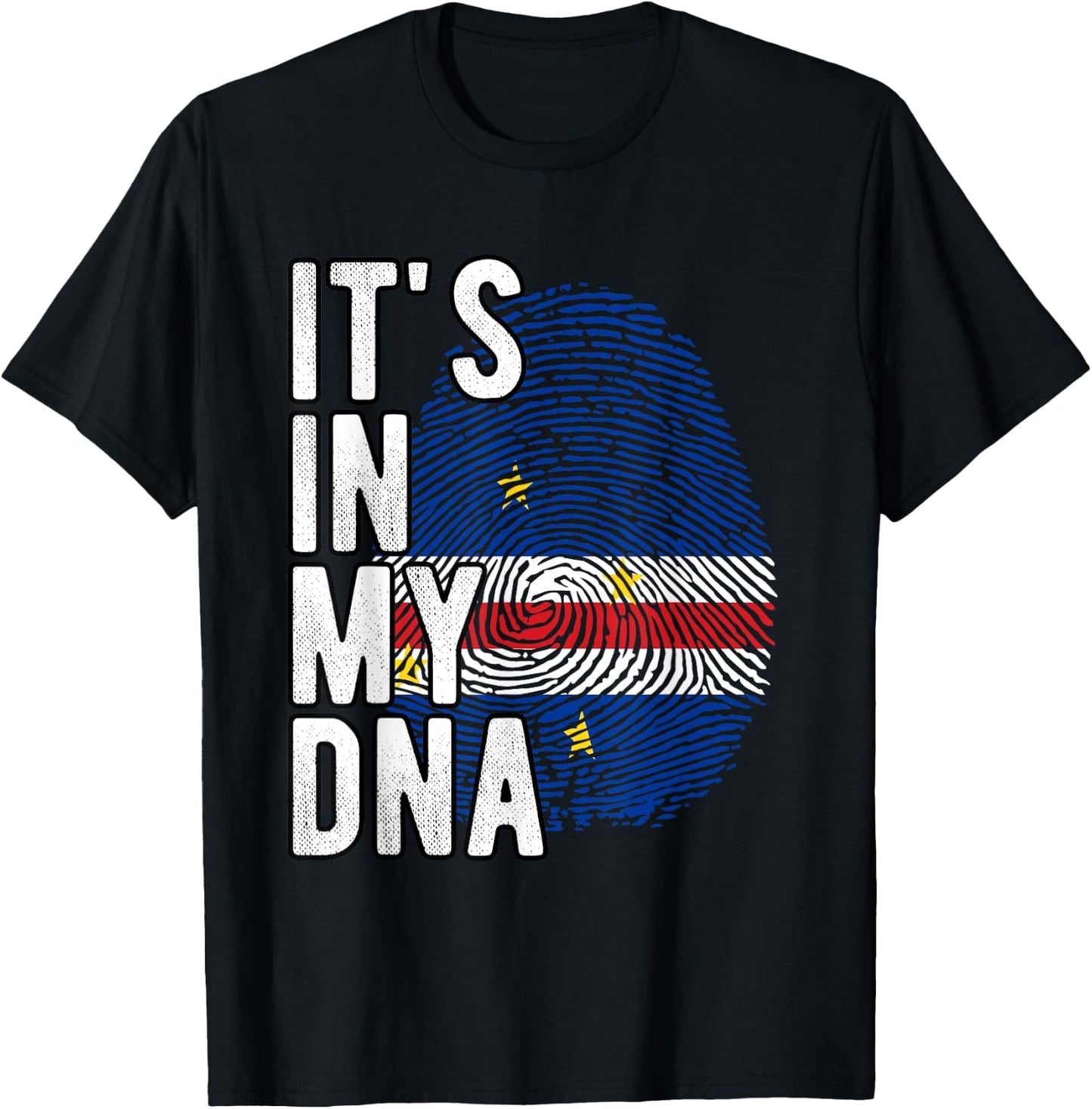 Funny It's in my DNA Flag Cape Verde Fingerprint , Black, S T-Shirt - T-Shirt | Black