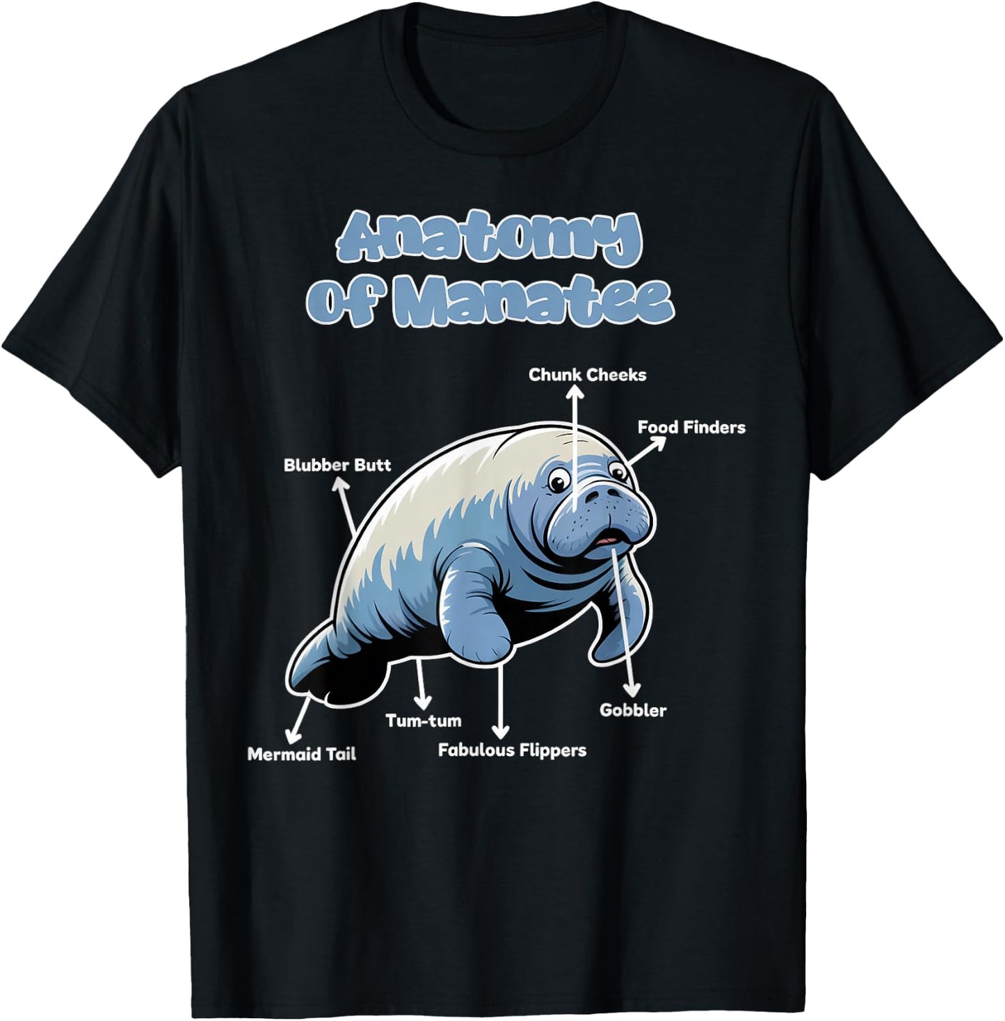 Anatomy Of Manatee Manatees Sea Animal Sea Cow Manatee T-Shirt - T-Shirt | Black