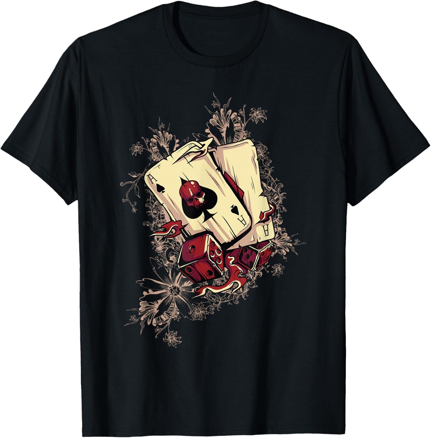 Player - Dice Demonic Poker Card , Black T-Shirt - T-Shirt | Black