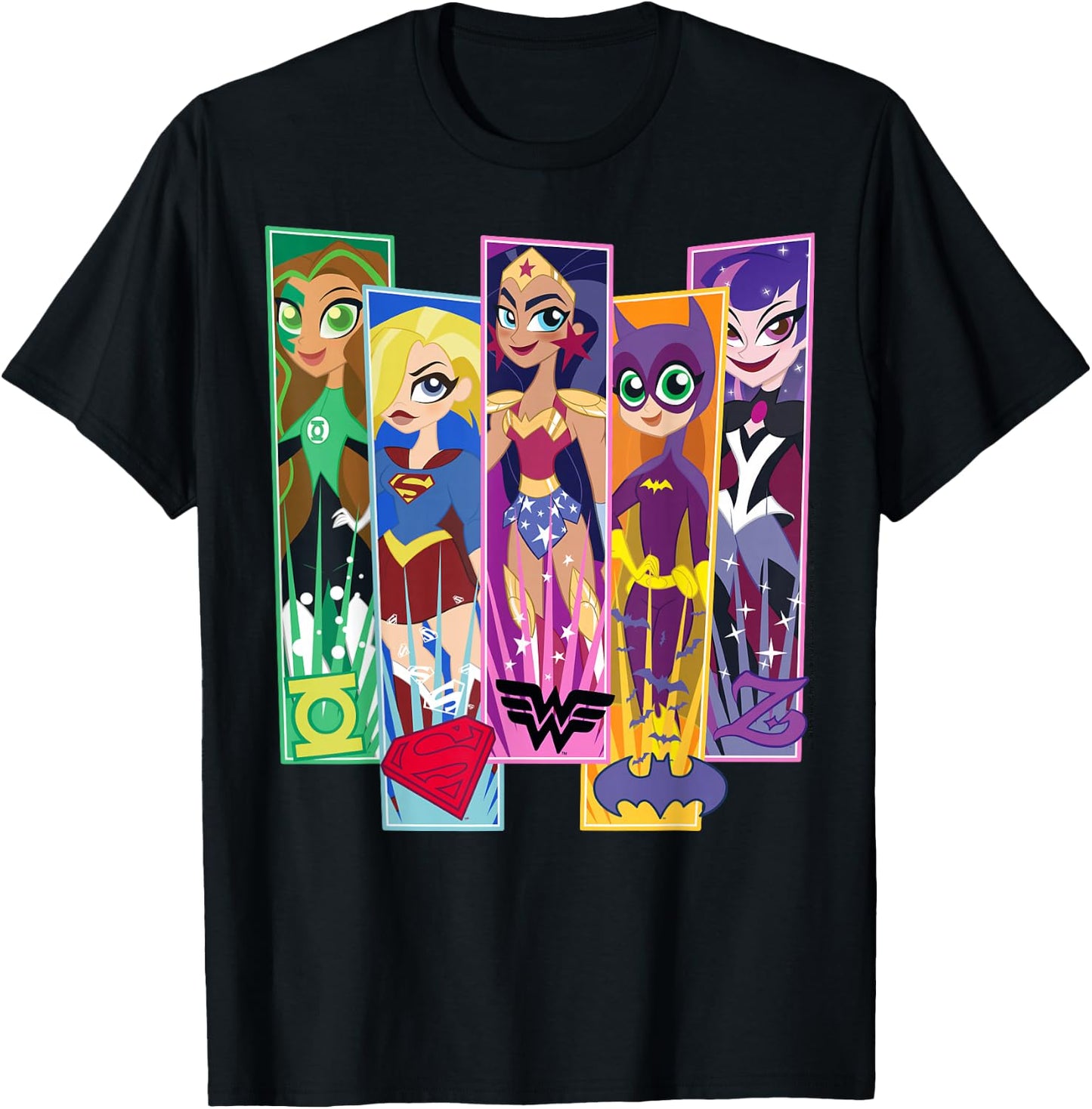DC Comics Super Hero Girls Character Panels T-Shirt - T-Shirt | Black