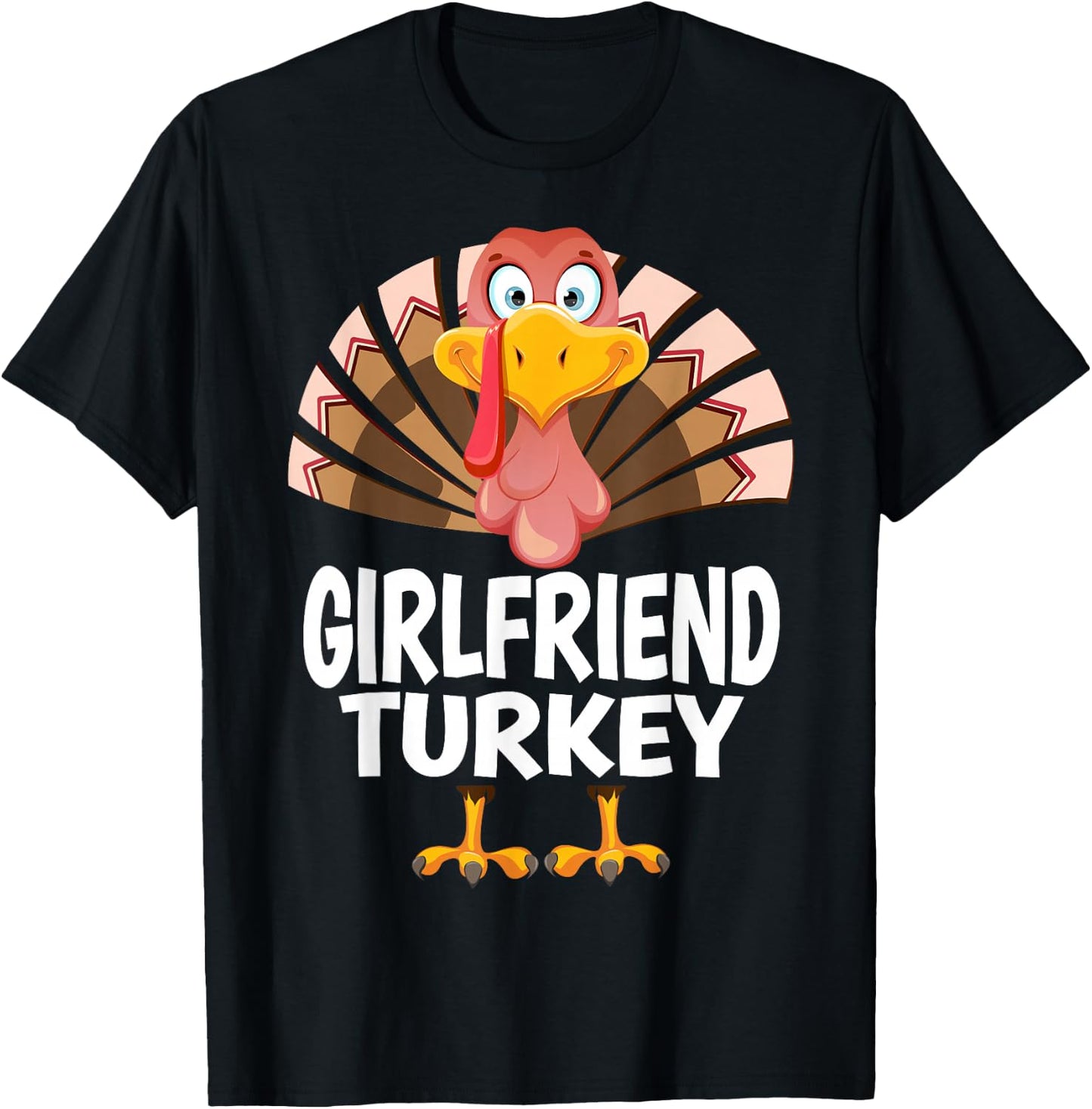 Thanksgiving Girlfriend Turkey Matching Pajama T-Shirt - T-Shirt | Black