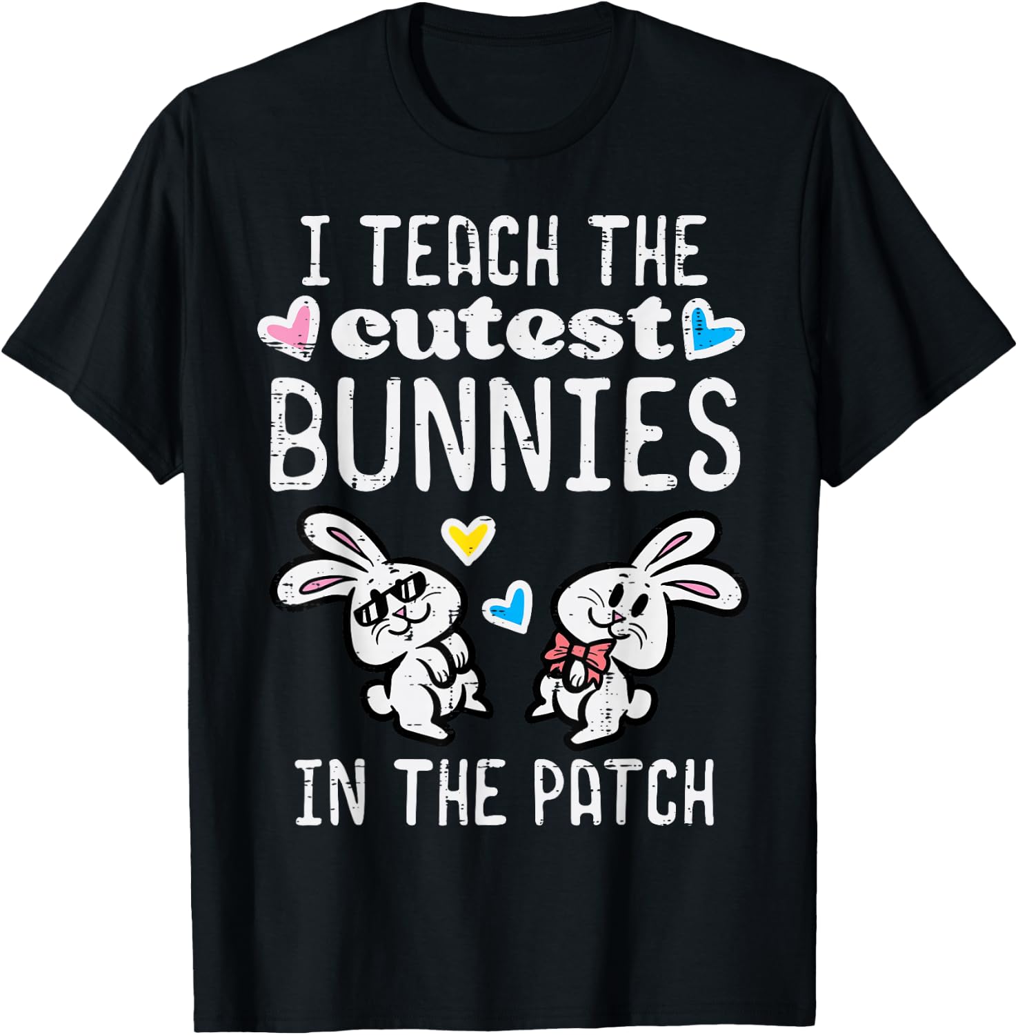 I Teach Cutest Bunnies Patch Easter Teacher Spring Women T-Shirt - T-Shirt | Black