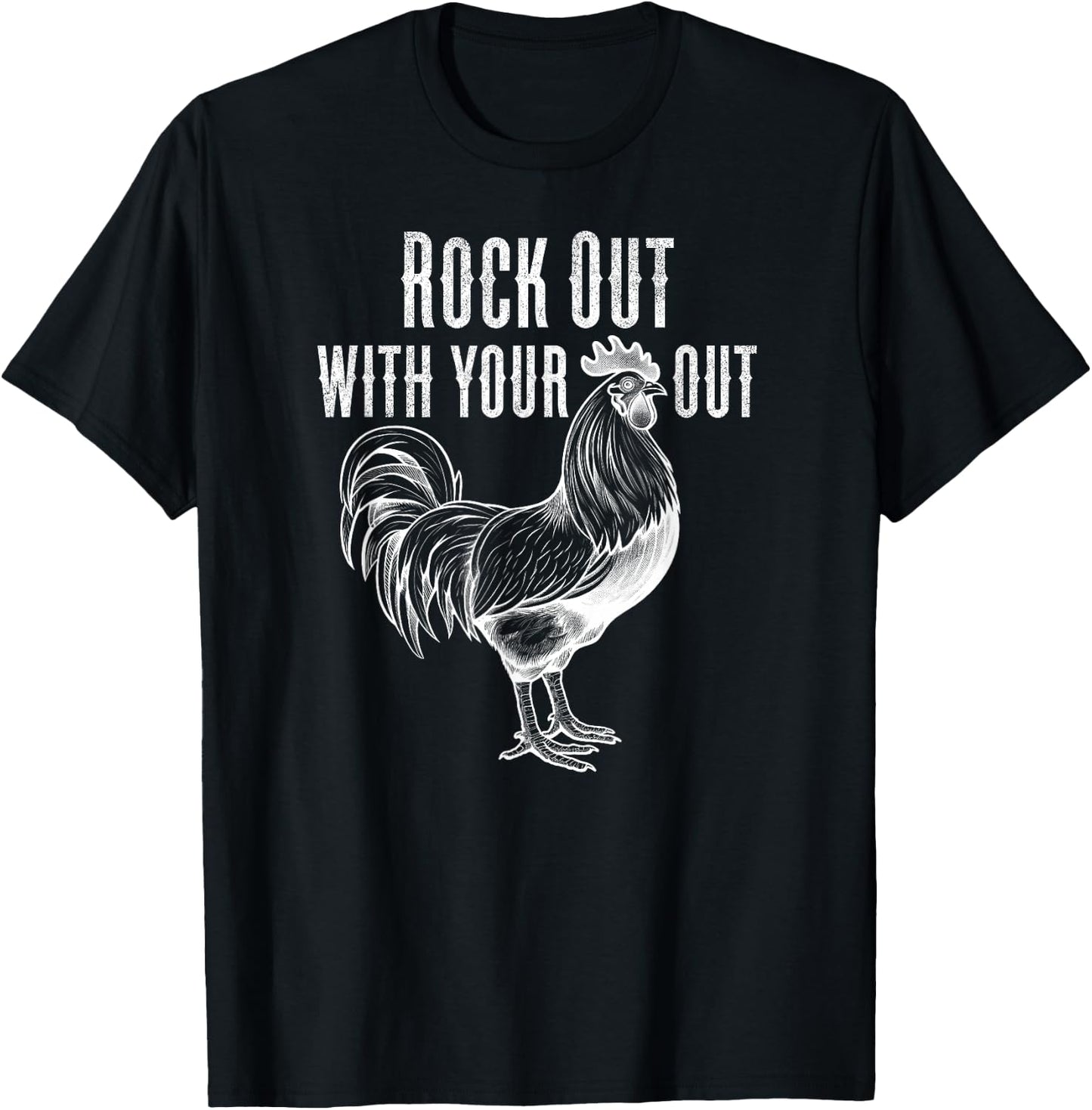 Rock Out With Your Cock Out Funny Adult Humor T-Shirt - T-Shirt | Black